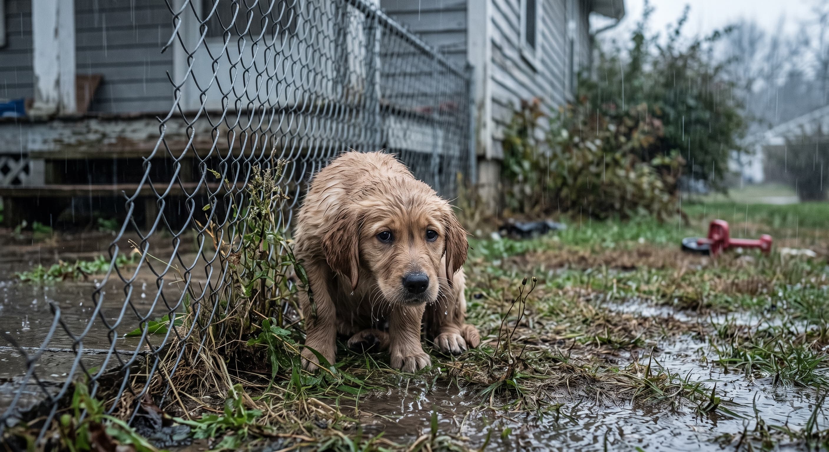 “My neighbor just threw his dead puppy outside in the rain. It is still lying there.”